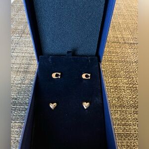 Authentic Coach Rose Gold Stud Earrings - Set of Two